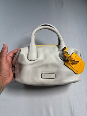 Marc by Marc Jacobs White Leather Satchel with Yellow Tag Accent